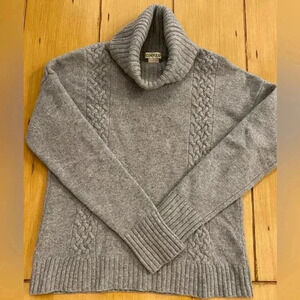 Orvis Women’s Turtleneck Wool Cashmere Cable knit Gray Pullover Sweater S
